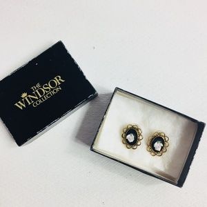 Vintage Button Pierced Earrings WINDSOR Victorian